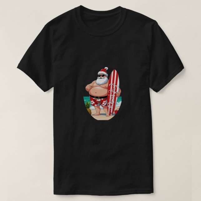 Camiseta Tropical Santa Christmas – Surfing Holiday Beach D (Diseño del anverso)