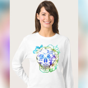 Camiseta Tropical Skull & Butterfly