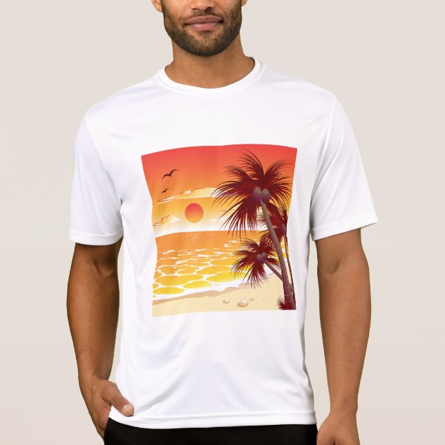 Camiseta Tropical Sunset Beach Palm Tree Island (Anverso)