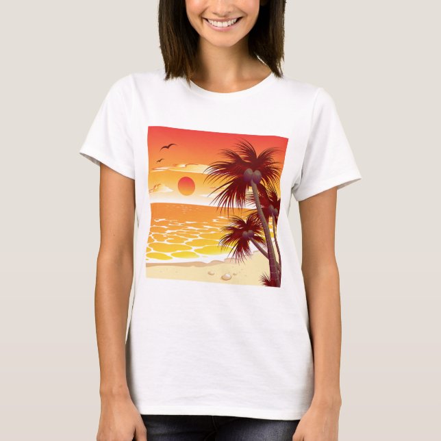 Camiseta Tropical Sunset Beach Palm Tree Island (Anverso)