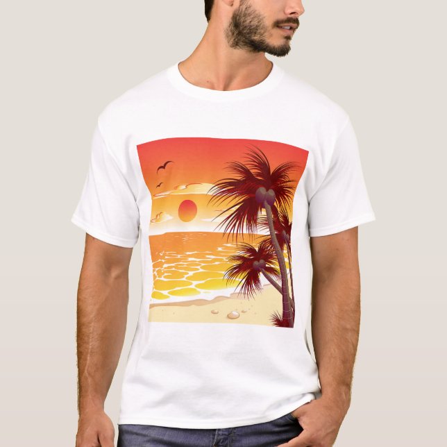 Camiseta Tropical Sunset Beach Palm Tree Island (Anverso)