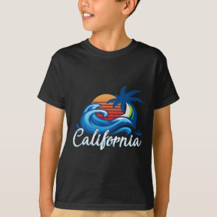 Camiseta Tropical Sunset Cali Beach Waves Surfing Usa Calif