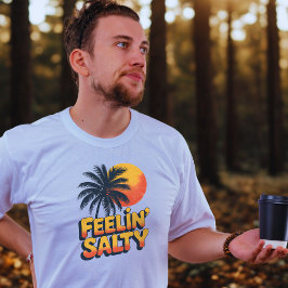 Camiseta Tropical Sunset Feelin Salty Palm Tree Beach 
