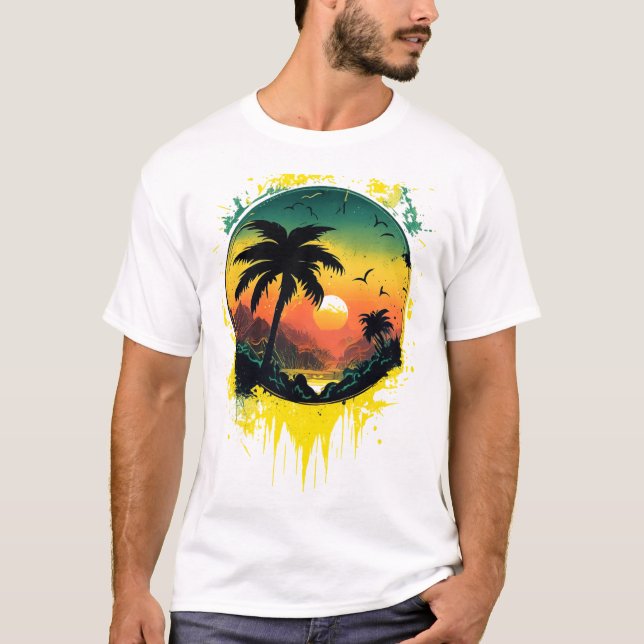 Camiseta Tropical Sunset Splash Tee (Anverso)