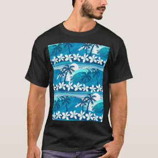 Camiseta Tropical surf wave with palm trees Graphic