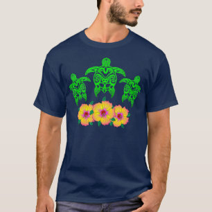 Camiseta Tropical Tribal Hawai Hawaii Turtle Verde Mar H