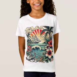 Camiseta Trópico Tattoo Art Beach Paradise T-Shirt