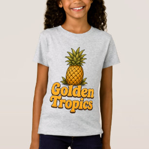 Camiseta Trópicos Dorados Gráfico Retro de Piña