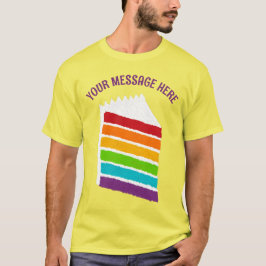 Camiseta Trozo de tarta arco iris con mensaje Personalizado