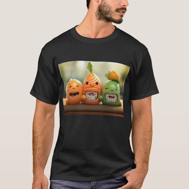 Camiseta Trozos de sushi con caras (Anverso)