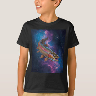 Camiseta Trucha Arcoíris Cósmica Nadando en la Nebulosa de 