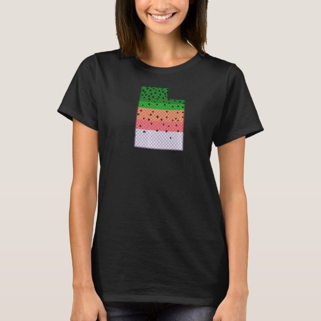 Camiseta Trucha Arcoíris Mapa Estado Utah Pesca con Mosca (Anverso)