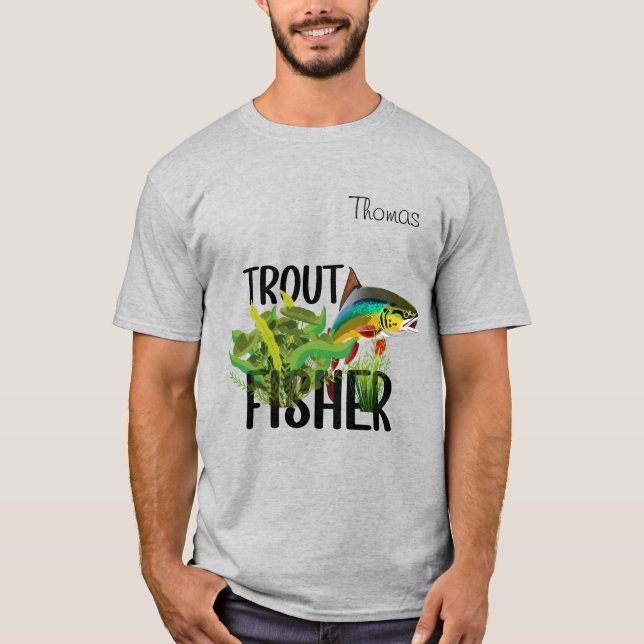 Camiseta Trucha Arcoiris Pescadora En Ambiente Natural (Anverso)