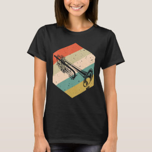 Camiseta Trucha con flor de fondo retro trompeta