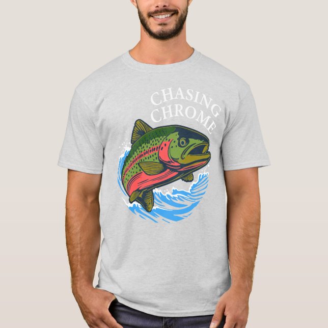 Camiseta Trucha de Mar Corriendo Persiguiendo Cromo (Anverso)