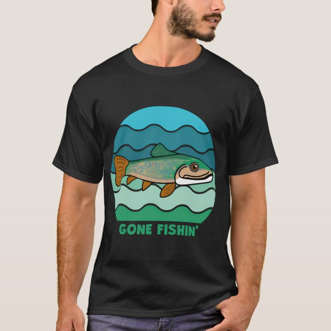 Camiseta Trucha de pesca divertida desaparecida (Anverso)