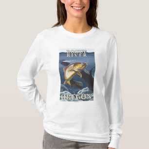 Camiseta Trucha que pesca la sección representativa - río