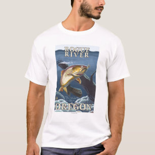 Camiseta Trucha que pesca la sección representativa - río