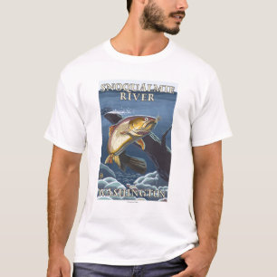 Camiseta Trucha que pesca la sección representativa - río
