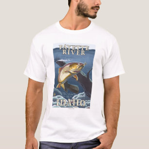 Camiseta Trucha que pesca la sección representativa - río