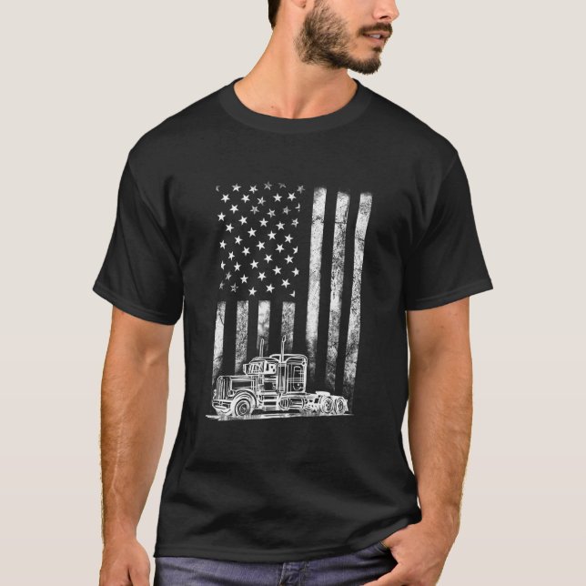 Camiseta Truck Driver American Flag Trucker (Anverso)