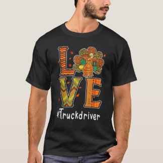 Camiseta Truck Driver Love Thanksgiving Leopard Turkey Autu