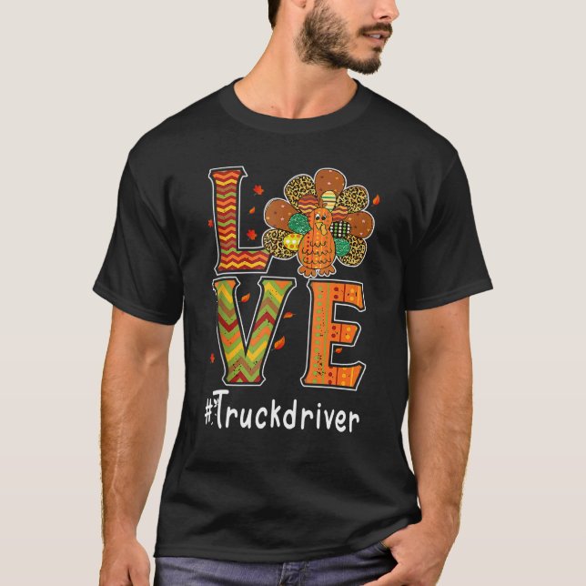 Camiseta Truck Driver Love Thanksgiving Leopard Turkey Autu (Anverso)