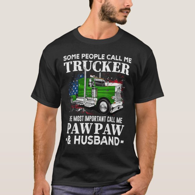 Camiseta Truck Driver US Flag Trucker Pawpaw And Husband (Anverso)