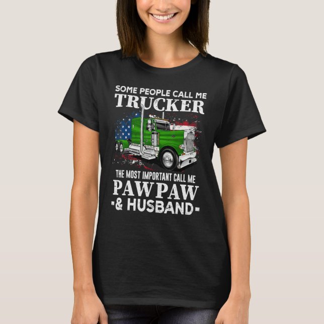 Camiseta Truck Driver US Flag Trucker Pawpaw And Husband (Anverso)