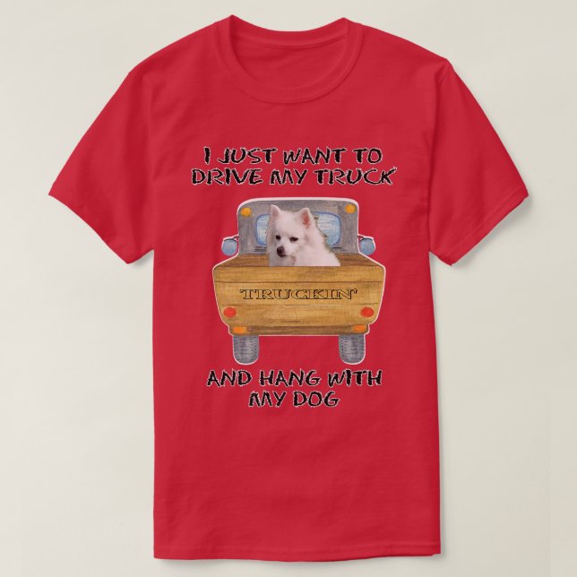 Camiseta Truck Driving Dog American Eskimo Dog  (Diseño del anverso)