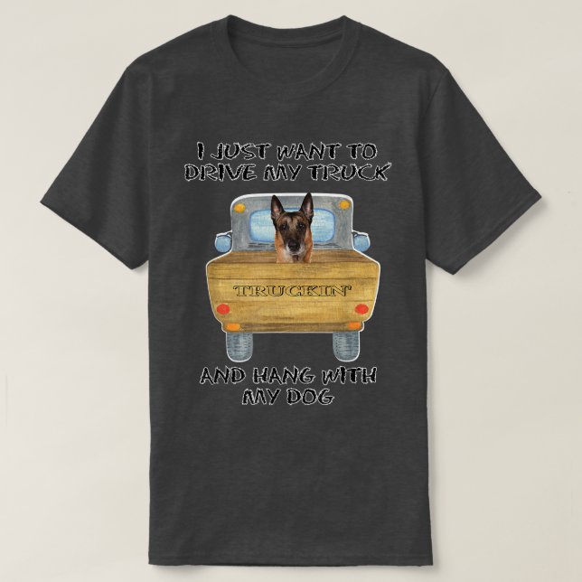Camiseta Truck Driving Dog Belgian Malinois  (Diseño del anverso)