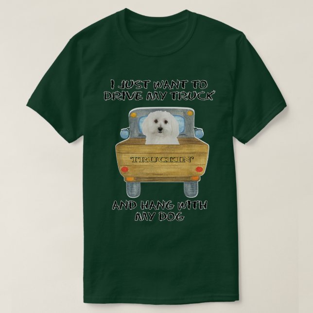 Camiseta Truck Driving Dog Bichon Frises  (Diseño del anverso)