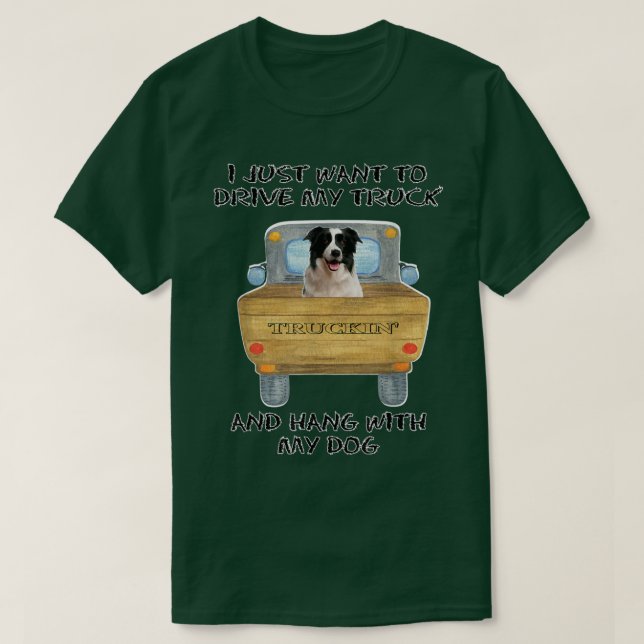 Camiseta Truck Driving Dog Border Collie  (Diseño del anverso)