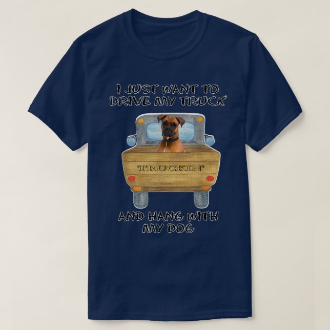 Camiseta Truck Driving Dog Boxer  (Diseño del anverso)