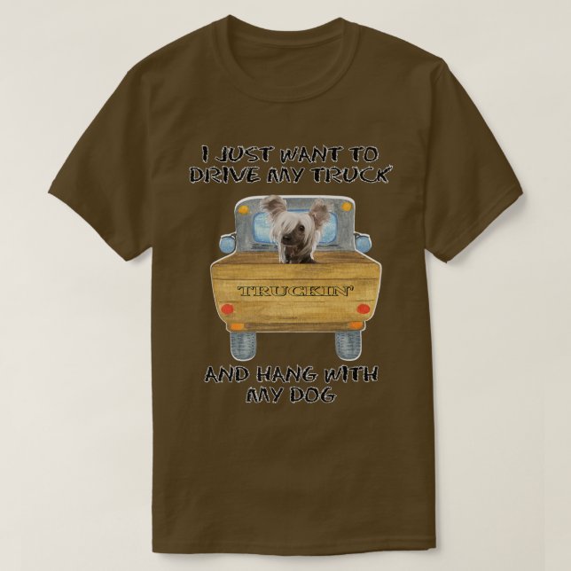 Camiseta Truck Driving Dog Chinese Crested  (Diseño del anverso)