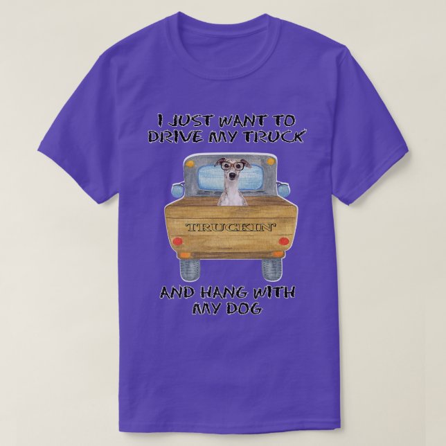 Camiseta Truck Driving Dog Greyhound w Glasses  (Diseño del anverso)