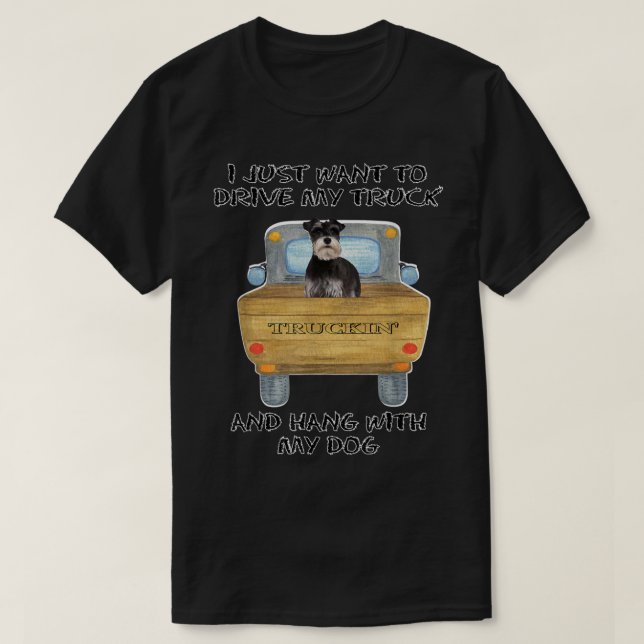 Camiseta Truck Driving Dog Miniature Schnauzer 2  (Diseño del anverso)