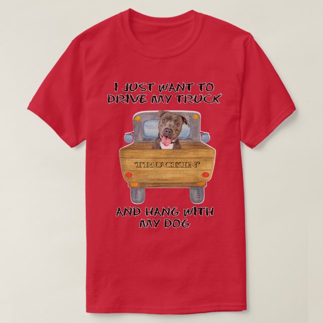 Camiseta Truck Driving Dog Pitbull 1  (Diseño del anverso)
