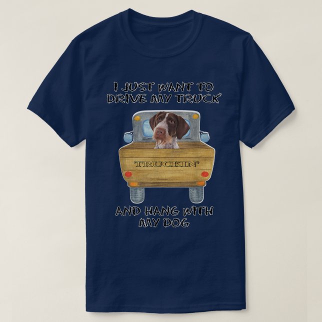 Camiseta Truck Driving Dog Pointers German Wirehaired  (Diseño del anverso)