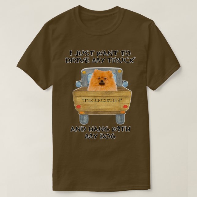 Camiseta Truck Driving Dog Pomeranian  (Diseño del anverso)