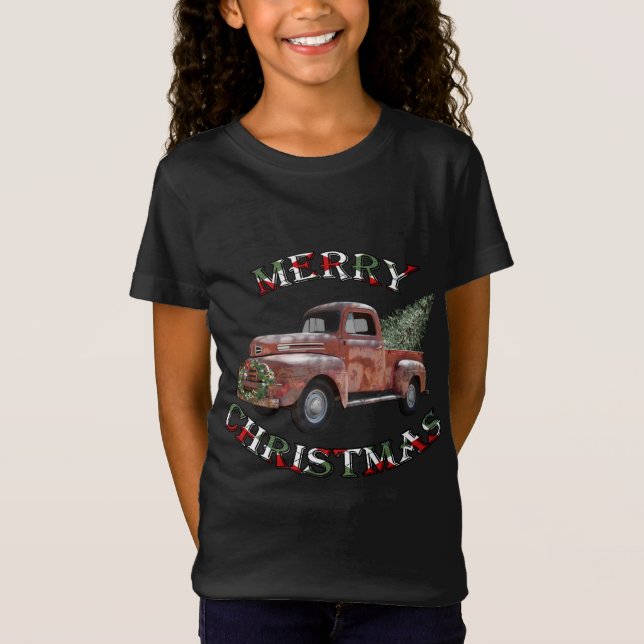 Camiseta Truck Xmas Tree Retro Diseño Feliz Navidad (Anverso)