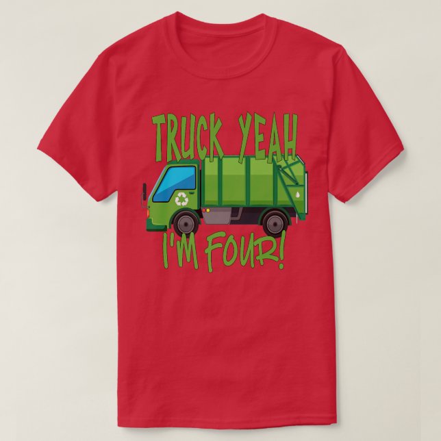 Camiseta Truck Yeah, I'm Four Garbage Truck for 4 Year Birt (Diseño del anverso)