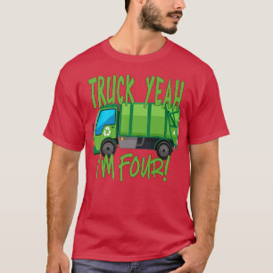 Camiseta Truck Yeah, I'm Four Garbage Truck for 4 Year Birt