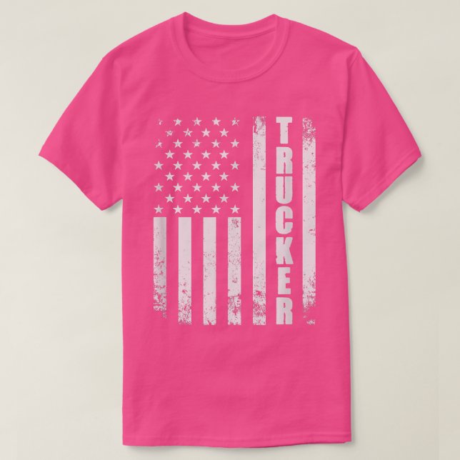 Camiseta Trucker American Flag Semi Truck Driver 18 Wheeler (Diseño del anverso)