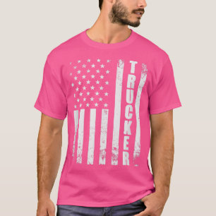 Camiseta Trucker American Flag Semi Truck Driver 18 Wheeler