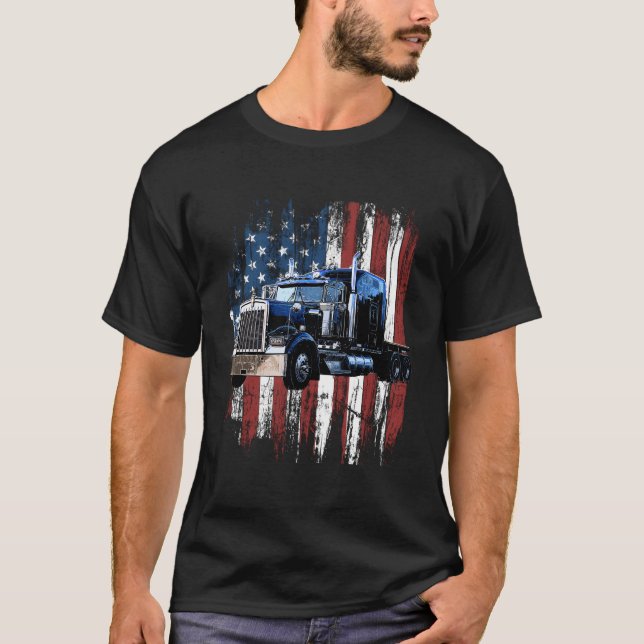 Camiseta Trucker American Flag Truck Driver Truck Driver (Anverso)