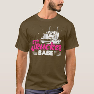 Camiseta Trucker Babe Funny Trailer 18 Wheeler Truck Driver