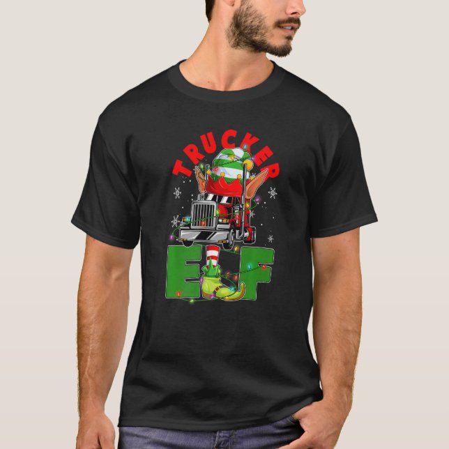 Camiseta Trucker Elf Christmas Tree Light Truck Drivers Xma (Anverso)