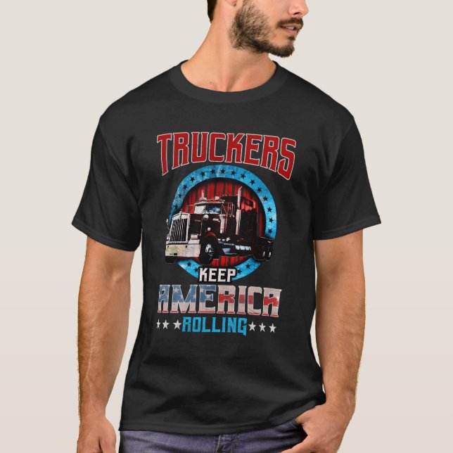 Camiseta Trucker Gifts Tractor Trailer 18 Wheeler America R (Anverso)