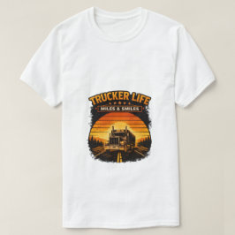 Camiseta Trucker Life Miles And Smiles Retro Sunset Tee